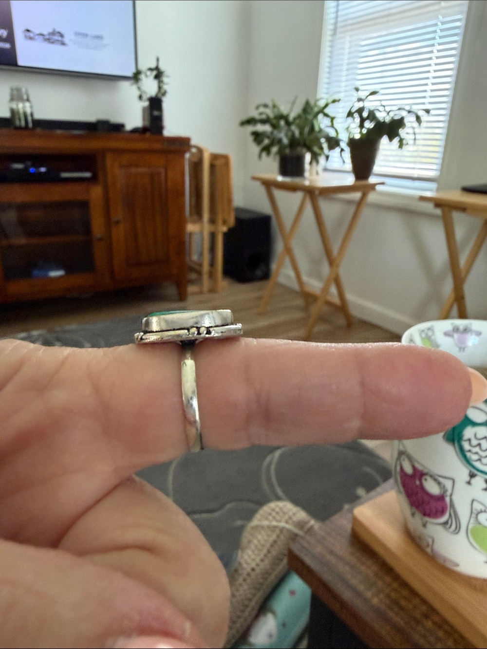 Green Onyx Stone .925 Silver Ring - Picture 3 of 3